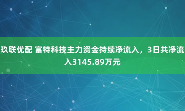 玖联优配 富特科技主力资金持续净流入，3日共净流入3145.89万元