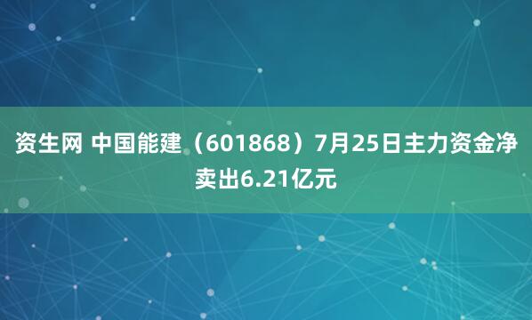 资生网 中国能建（601868）7月25日主力资金净卖出6.21亿元