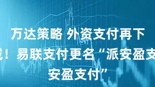 万达策略 外资支付再下一城！易联支付更名“派安盈支付”
